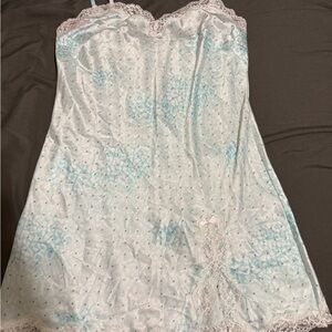 Victoria's Secret Light Blue Lace Slip Chemise bridal I Do collection small